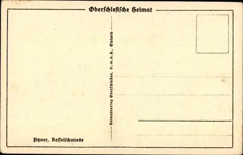 Künstler Ak Fitzner, Oberschlesien, Kesselschmiede, Innenansicht