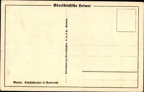 Künstler Ak Mayer, Katowice Kattowitz Schlesien, Stadttheater, Litfaßsäule