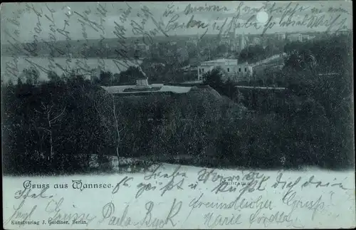 Mondschein Ak Berlin Zehlendorf Wannsee, Panorama