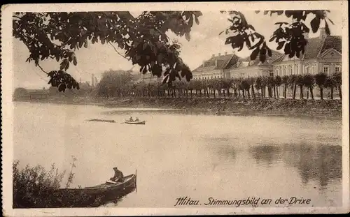 Ak Jelgava Mitau Lettland, Stimmungsbild an der Drixe