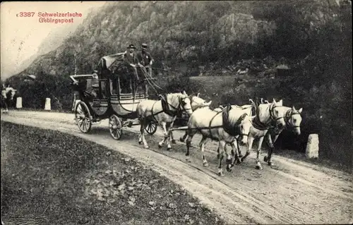 Ak Schweiz, Gebirgspost, Postkutsche