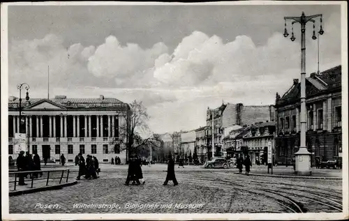 Ak Poznań Posen, Wilhelmstraße, Bibliothek und Museum