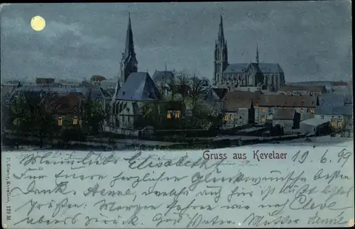 Mondschein Ak Kevelaer am Niederrhein, Kirchen