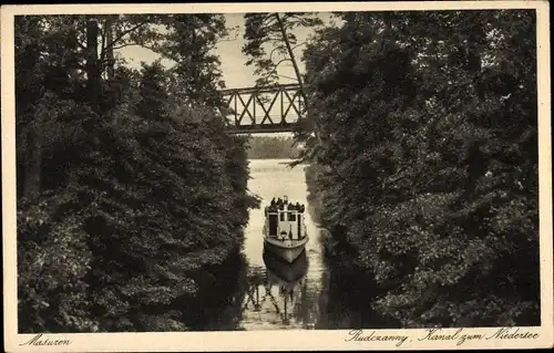 Ak Ruciane Nida Rudczanny Nidden Niedersee Masuren Ostpreußen, Kanal, Boot