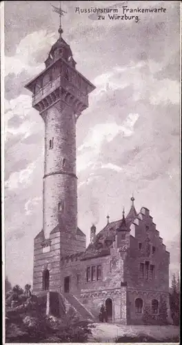 Ak Würzburg am Main Unterfranken, Aussichtsturm Frankenwarte
