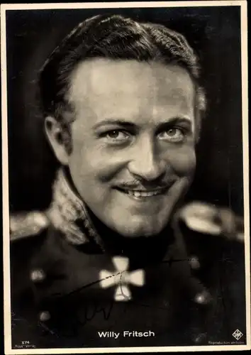 Ak Schauspieler Willy Fritsch, Portrait, Uniform, Autogramm