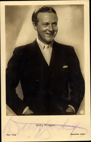 Ak Schauspieler Willy Fritsch, Ross Verlag 6179 1, UFA Film, Autogramm