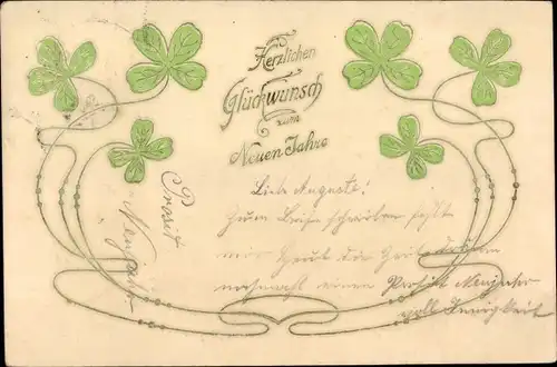 Präge Ak Glückwunsch Neujahr, Glücksklee
