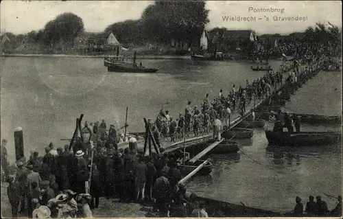Ak's Gravendeel Südholland, Wieldrecht, Pontonbrücke