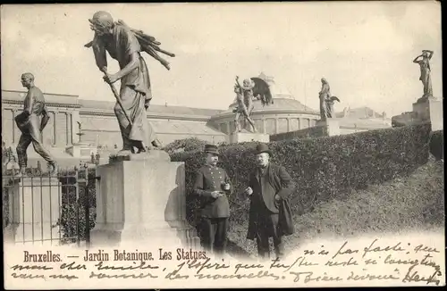 Ak Brüssel Belgien, Jardin Botanique, Les Statues, Botanischer Garten mit Statuen