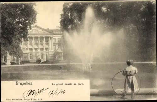 Ak Bruxelles Brüssel, Park, Großes Becken, Springbrunnen