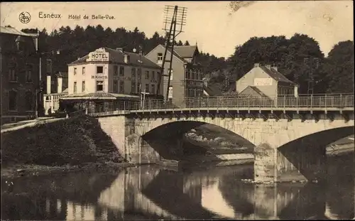 Ak Esneux Wallonien Lüttich Belgien, Hotel de Belle Vue, Brücke