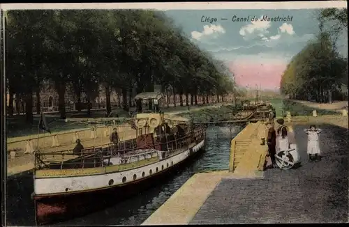 Ak Liège Lüttich Wallonien, Canal de Maestricht, Boot