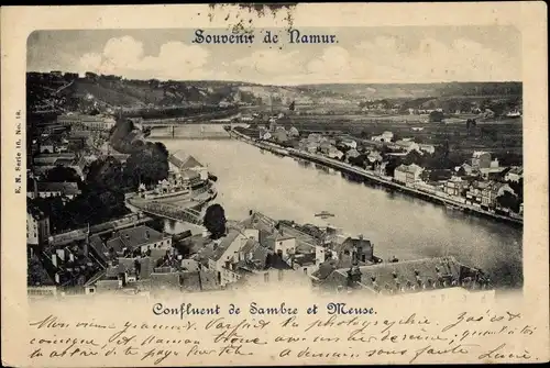 Ak Namur Wallonien, Zusammenfluss von Sambre und Maas