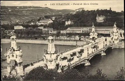 Ak San Sebastian Baskenland, Brücke Maria Cristina