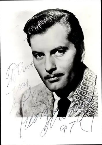 Foto Ak Schauspieler George Montgomery, Portrait, Autogramm