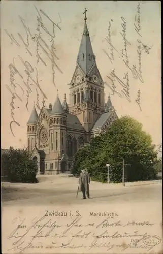 Ak Zwickau in Sachsen, Moritzkirche, Mann