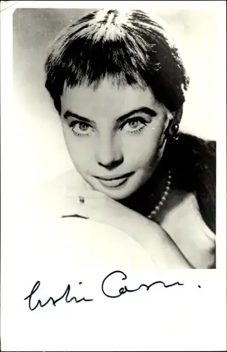 Ak Schauspielerin Leslie Caron, Portrait, Autogramm