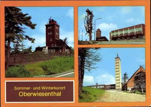 Ak Oberwiesenthal im Erzgebirge, Fichtelberg, Wetterwarte, HOG Fichtelberghaus, Aussichtsturm