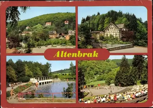 Ak Altenbrak Thale im Harz, Teilansicht, Am Rolandseck, Waldbergbad, Waldbühne