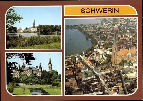 Ak Schwerin in Mecklenburg, Burgsee, Schloss, Übersicht