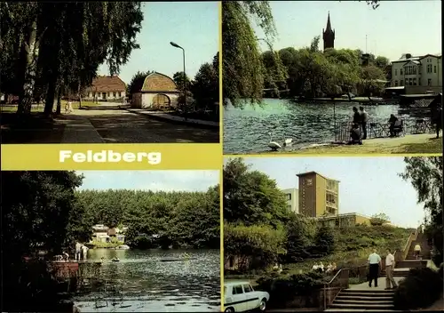 Ak Feldberg in Mecklenburg, Amtsplatz, Stadtpark, Campingplatz C/22, Dreetzsee, FDGB-Erholungsheim