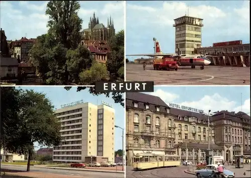 Ak Erfurt in Thüringen, Flughafen, Hotel Tourist, Dom, Severikirche, Hotel Erfurter Hof