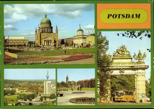 Ak Potsdam, Nikolaikirche, Kulturhaus Marchwitza, Platz der Einheit, Jägertor, Blick v. Brauhausberg