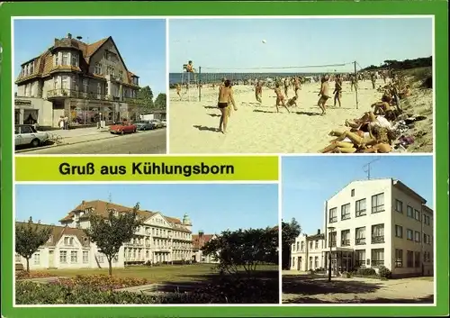 Ak Ostseebad Kühlungsborn, Maxim-Gorki-Straße, Strandsportplatz West, FDGB Erholungsheim Dimitroff