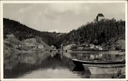 Ak Ziegenrück an der Saale Thüringen, Teilansicht, Schloss