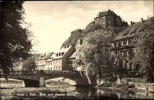 Ak Greiz im Vogtland, Oberes Schloss, Brücke