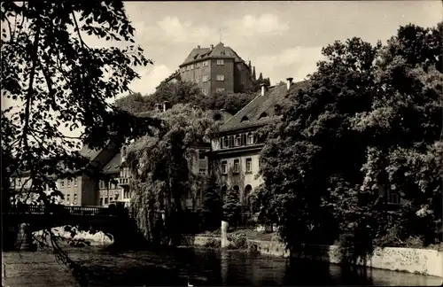 Ak Greiz im Vogtland, Friedensbrücke, Oberes Schloss