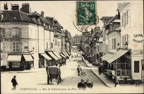 Ak Compiègne Oise, Rue de Solferino, aufgenommen von der Brücke