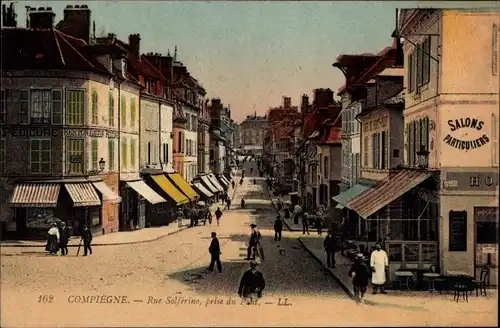 Ak Compiègne Oise, Rue de Solferino, aufgenommen von der Brücke