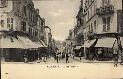 Ak Compiègne Oise, Rue de Solferino, Buchhandlung