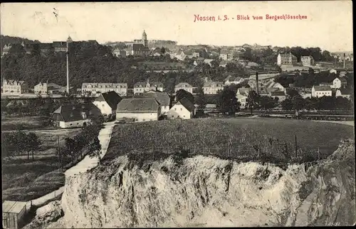 Ak Nossen Landkreis Meißen, Blick vom Bergschlösschen auf den Ort