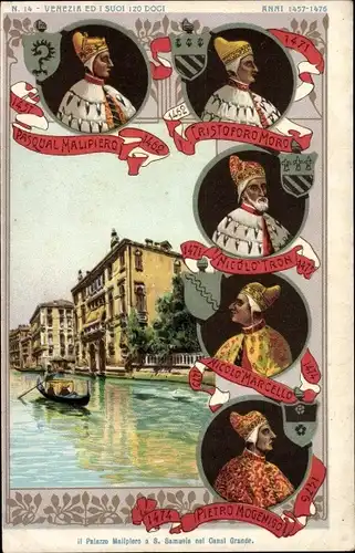 Litho Venezia Venedig Veneto, Canal Grande, Palazzo Malipiero, Ed I Suoi 120 Dogi