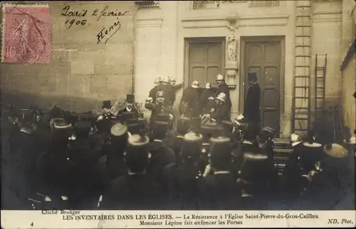 Ak Paris Palais Bourbon, Widerstand gegen die Kirche Saint Pierre du Gros Caillou, Louis Lépine