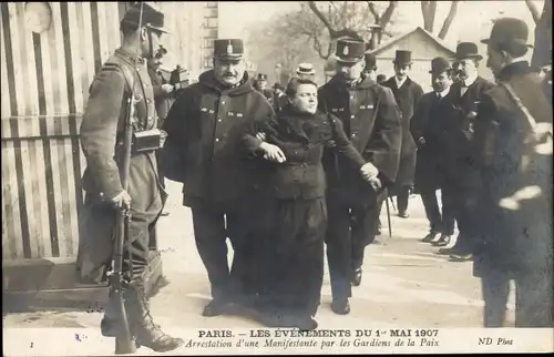 Ak Paris, Die Ereignisse vom 1. Mai 1907, Verhaftung durch die Hüter des Friedens