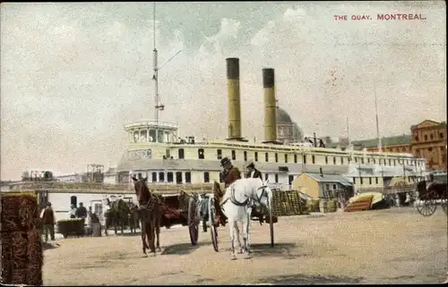 Ak Montreal Québec Kanada, The Quay, Dampfschiff