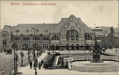 Ak Aachen, Hauptbahnhof, Kriegerdenkmal