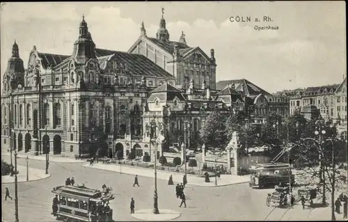 Ak Köln am Rhein, Opernhaus, Straßenbahn