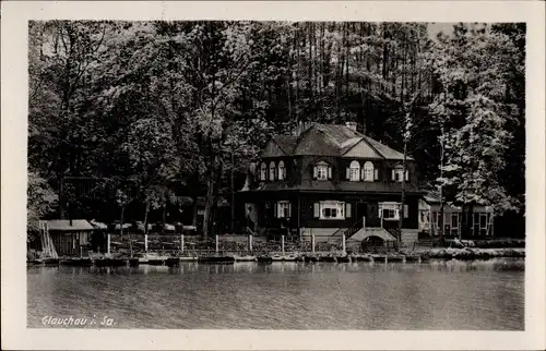 Ak Glauchau an der Zwickauer Mulde in Sachsen, Teich, Haus