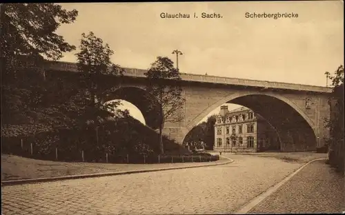 Ak Glauchau an der Zwickauer Mulde in Sachsen, Scherbergbrücke