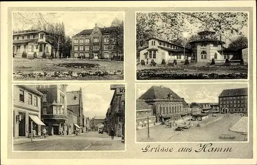 Ak Hamm in Westfalen, Bahnhof, Südstraße, Badehaus, Park