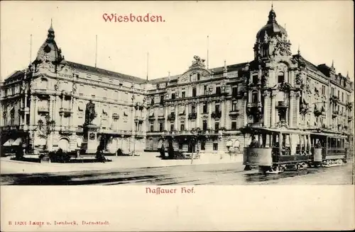 Ak Wiesbaden in Hessen, Nassauer Hof, Straßenbahn