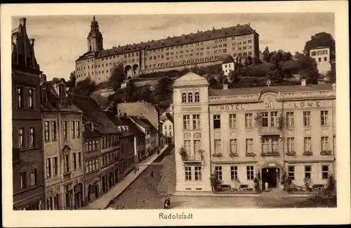 Ak Rudolstadt in Thüringen, Hotel Löwe, Schloss