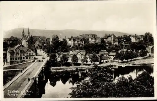 Ak Saalfeld an der Saale Thüringen, Brücke, Ortsansicht