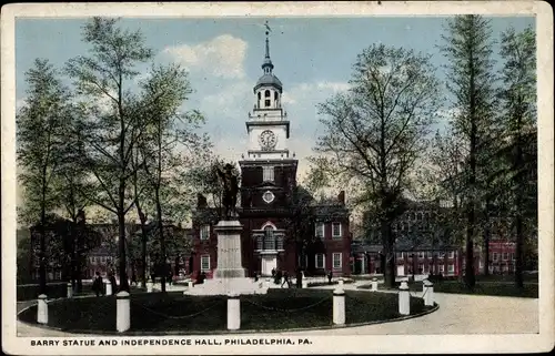 AK Philadelphia Pennsylvania, Barry Statue, Independence Hall