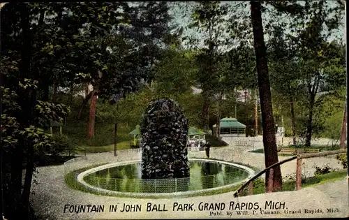 Ak Grand Rapids Michigan Vereinigte Staaten, Brunnen im John Ball Park